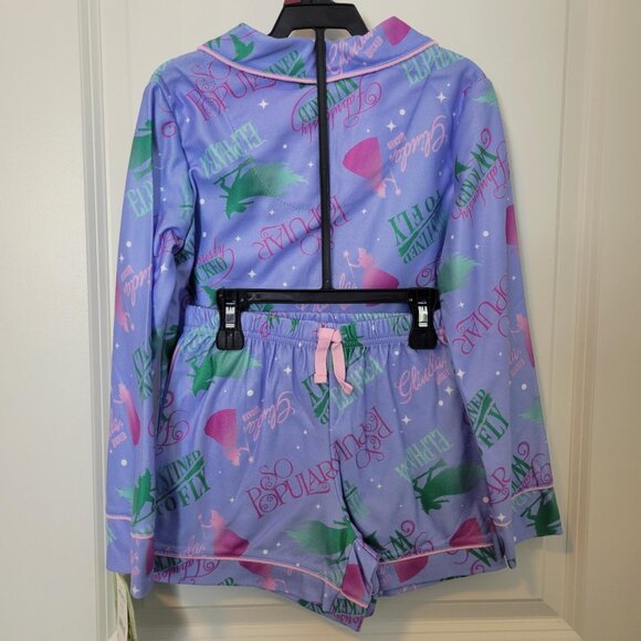 NEW NWT Wicked Girls Long Sleeve Fleece 2pc Pajama Set w/Shorts S 6/7 Purple - Picture 2 of 5